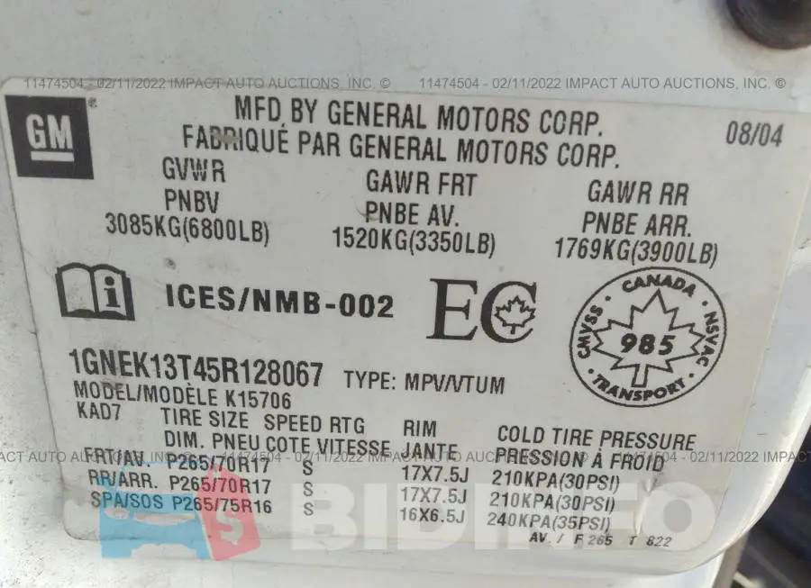 1GNEK13T45R128067 Photo# 9