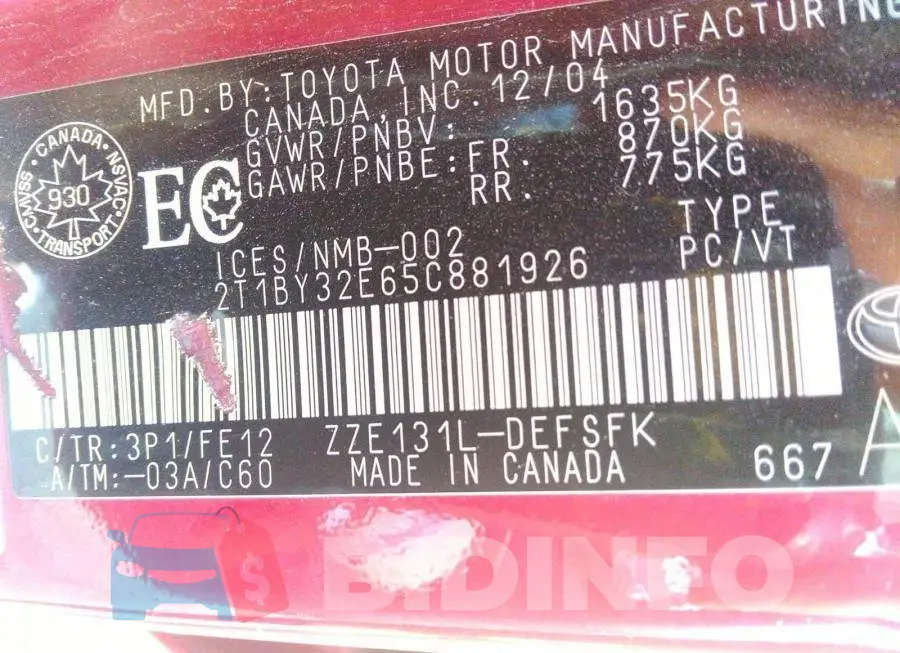 2T1BY32E65C881926 Photo# 9