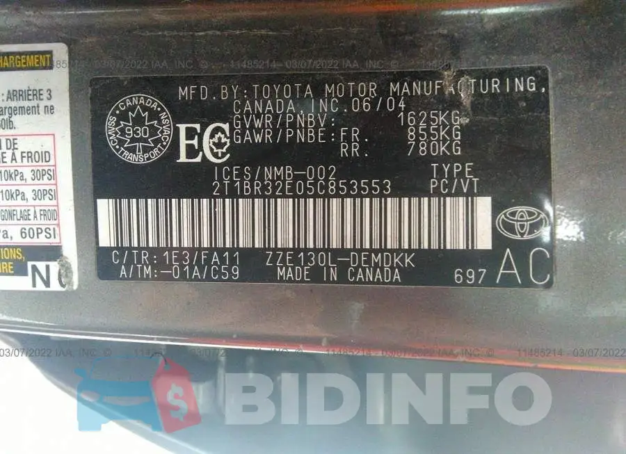 2T1BR32E05C853553 Photo# 9
