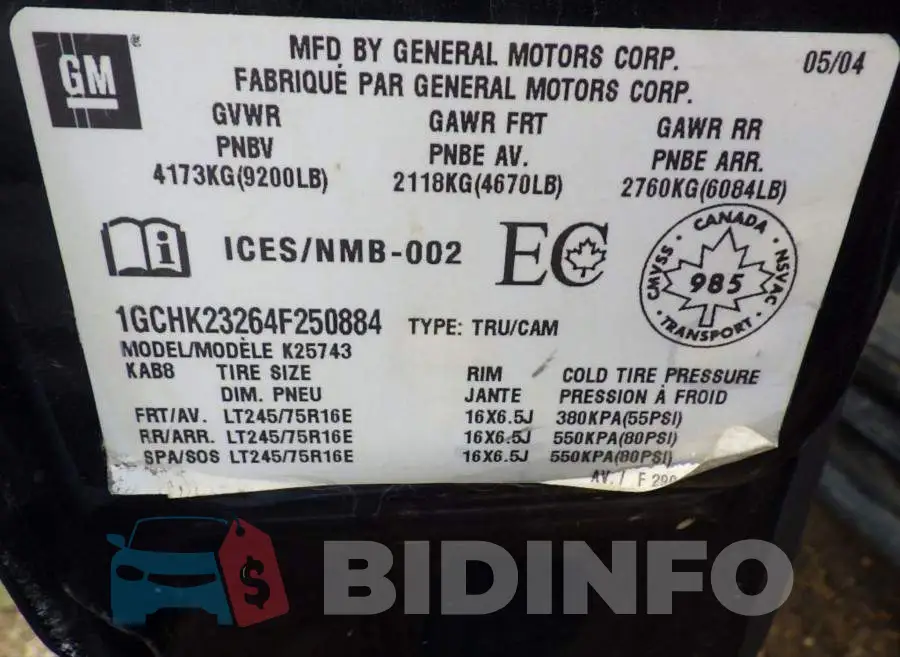 1GCHK23264F250884 Photo# 8