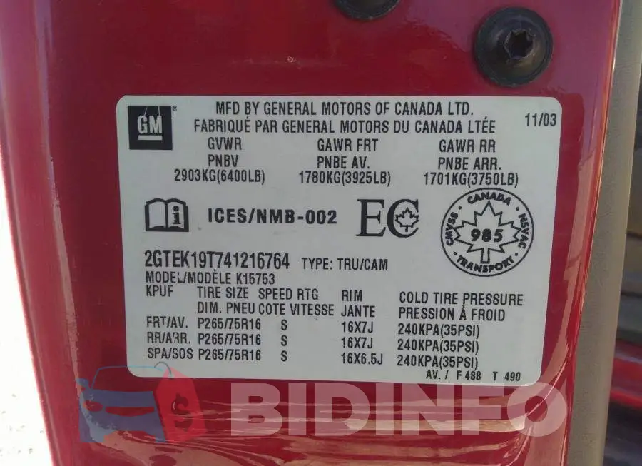 2GTEK19T741216764 Photo# 9