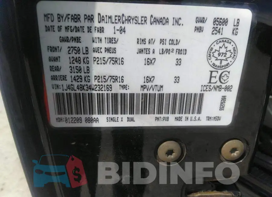 1J4GL48K34W232169 Photo# 9