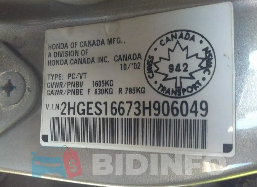 2HGES16673H906049 Photo# 9
