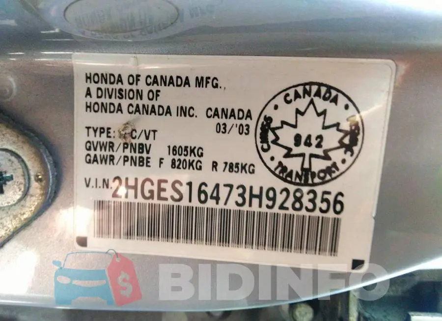 2HGES16473H928356 Photo# 9
