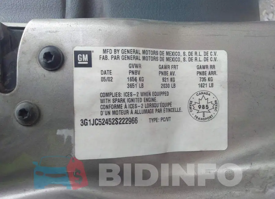 3G1JC52452S222966 Photo# 9