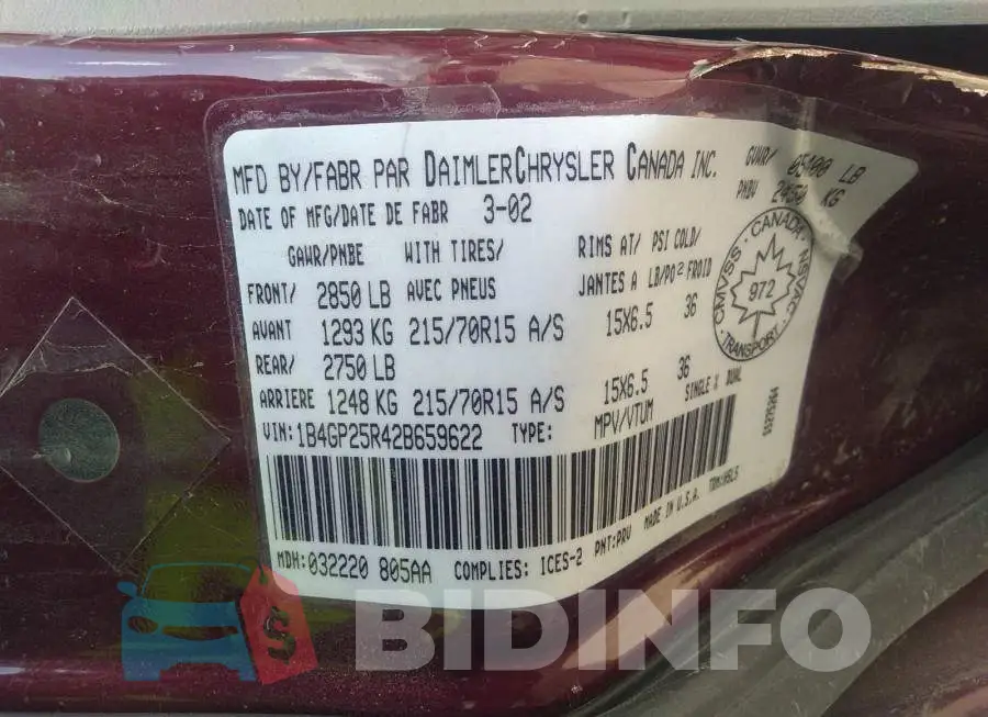 1B4GP25R42B659622 Photo# 9
