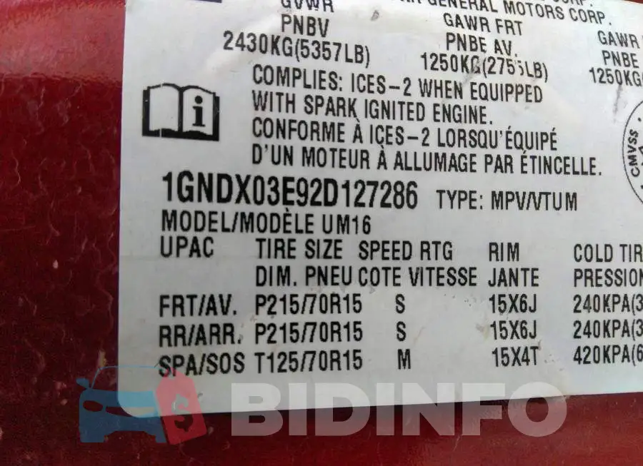 1GNDX03E92D127286 Photo# 9