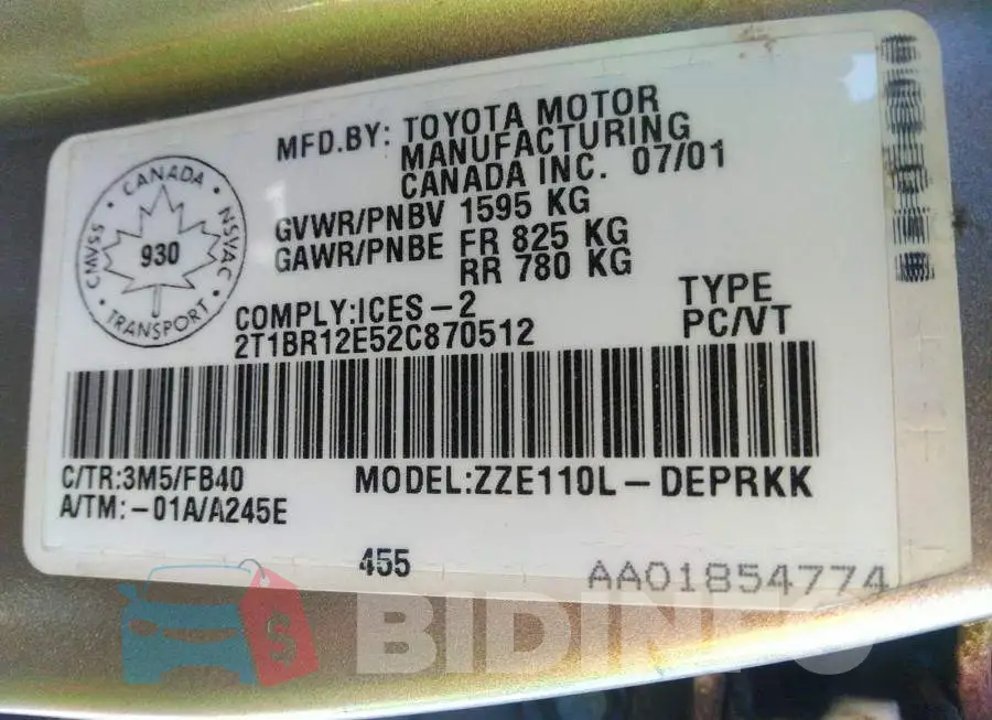 2T1BR12E52C870512 Photo# 9