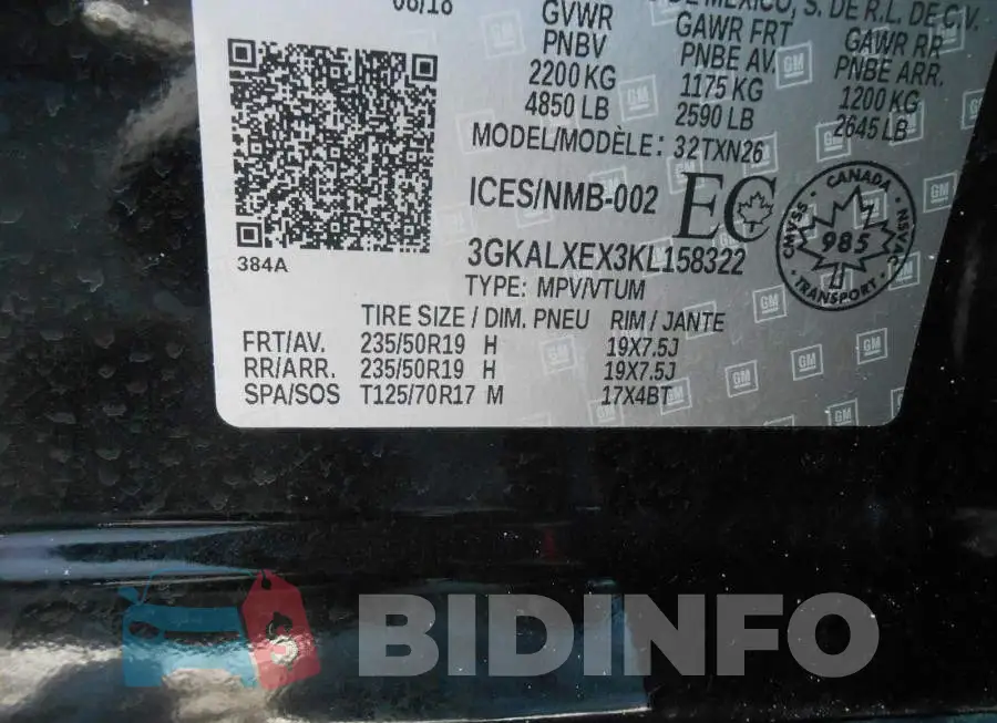 3GKALXEX3KL158322 Photo# 9