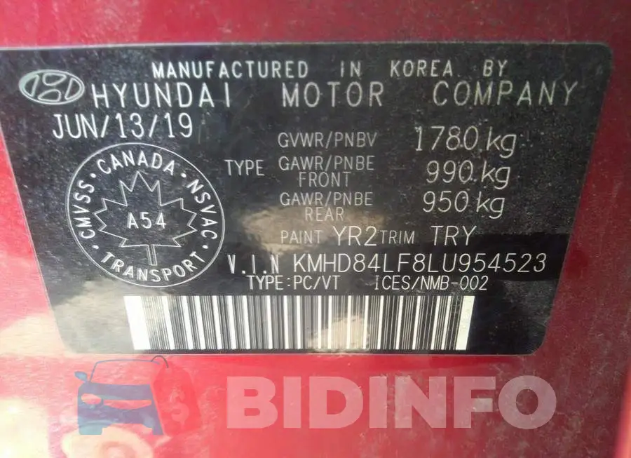 KMHD84LF8LU954523 Photo# 9