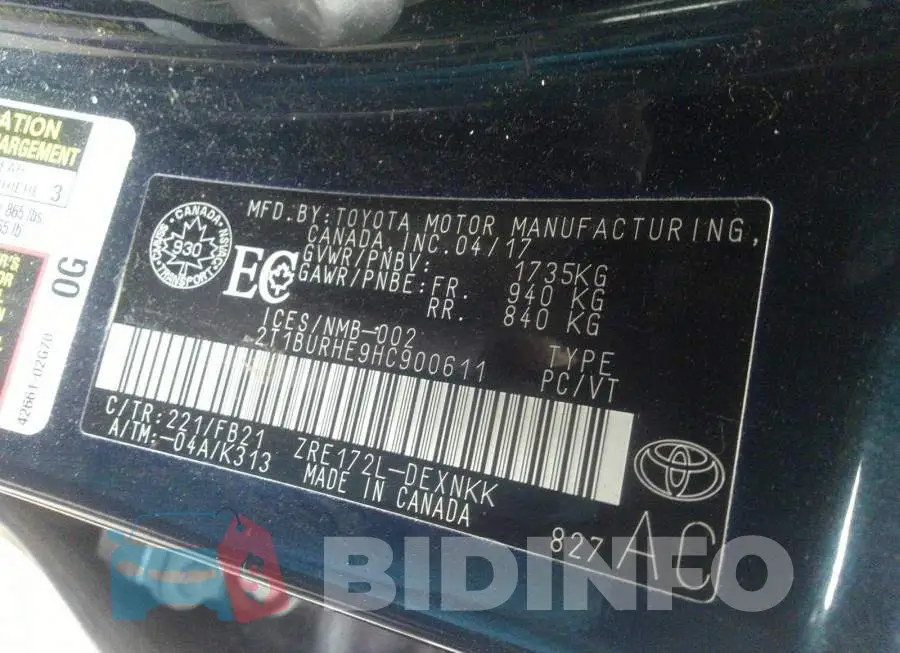 2T1BURHE9HC900611 Photo# 9