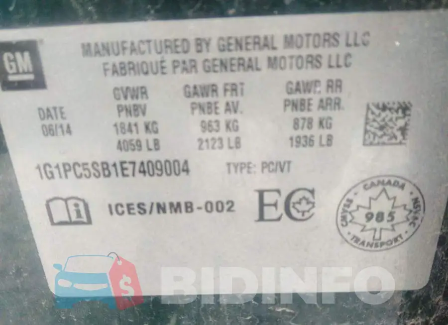 1G1PC5SB1E7409004 Photo# 9