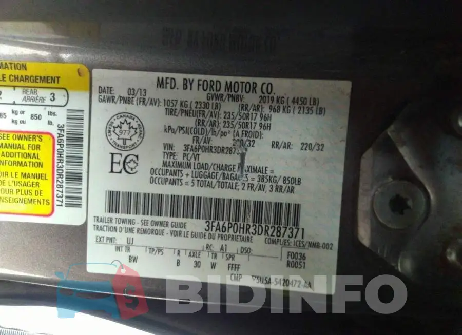3FA6P0HR3DR287371 Photo# 9