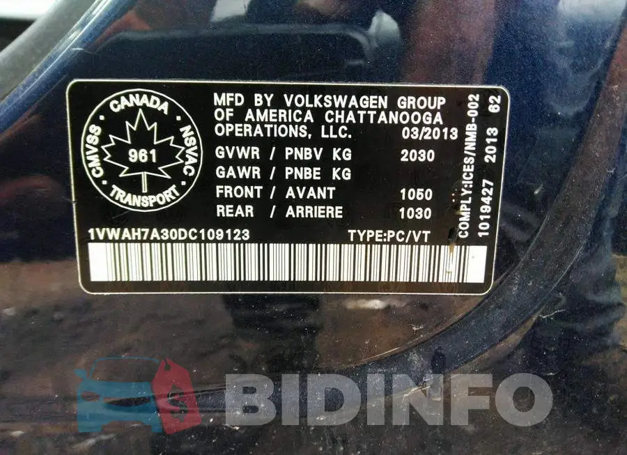 1VWAH7A30DC109123 Photo# 9