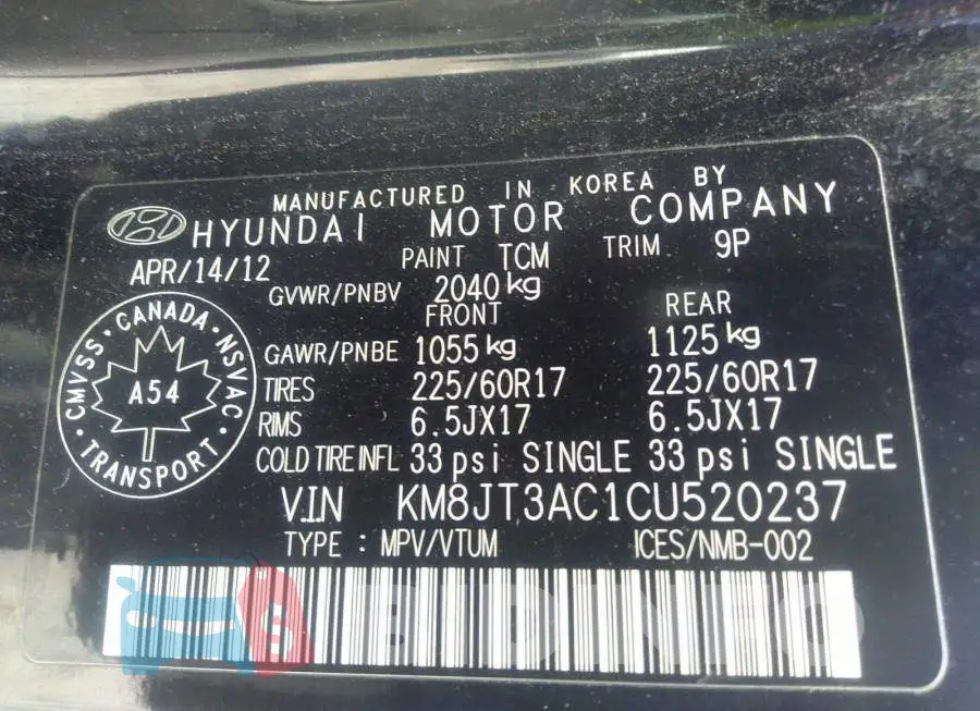 KM8JT3AC1CU520237 Photo# 9