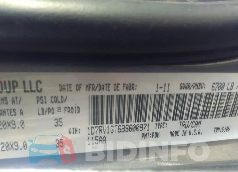 1D7RV1GT6BS600971 Photo# 9