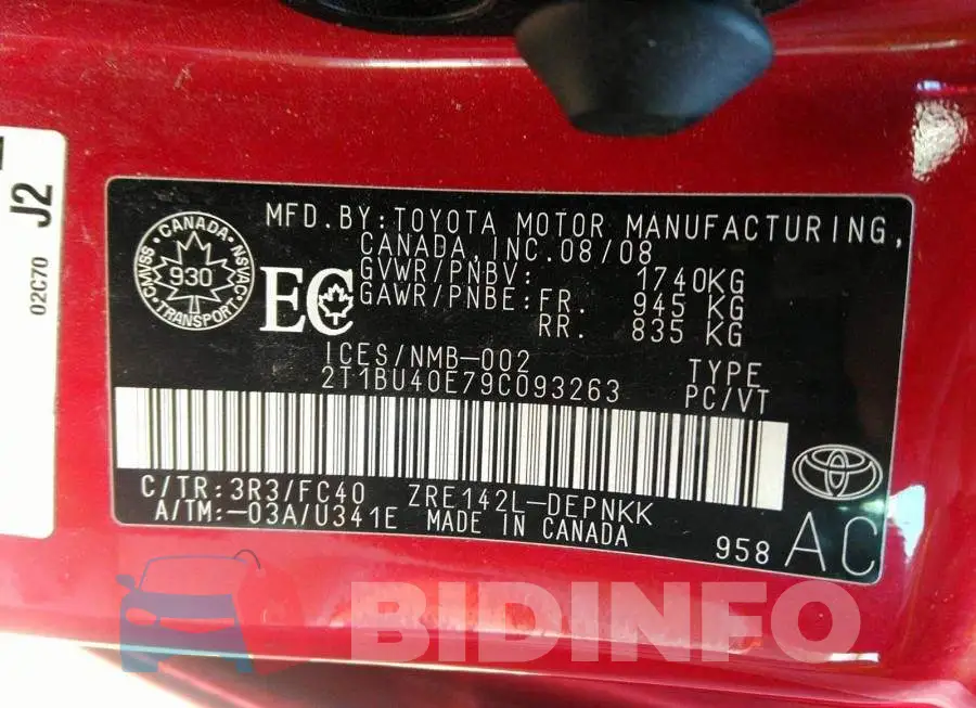 2T1BU40E79C093263 Photo# 9