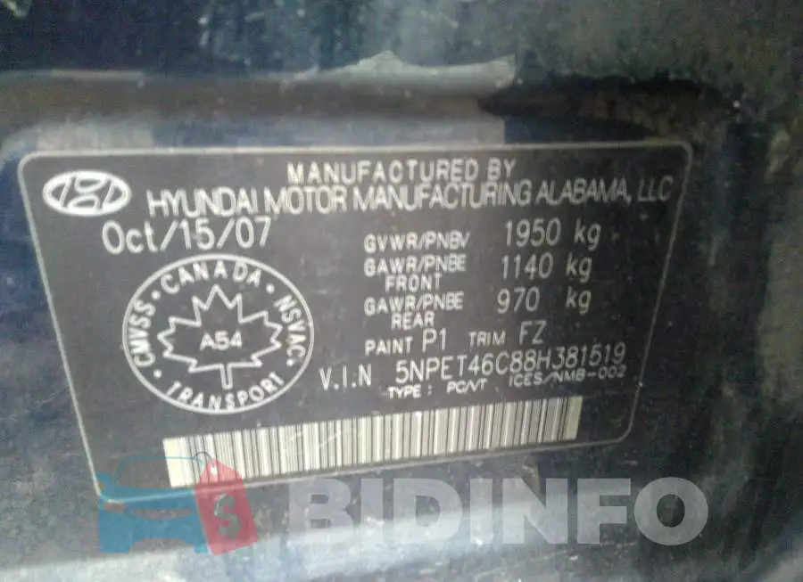 5NPET46C88H381519 Photo# 9