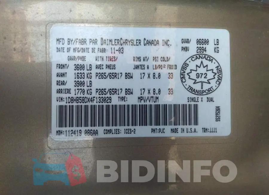 1D8HB58DX4F133029 Photo# 9