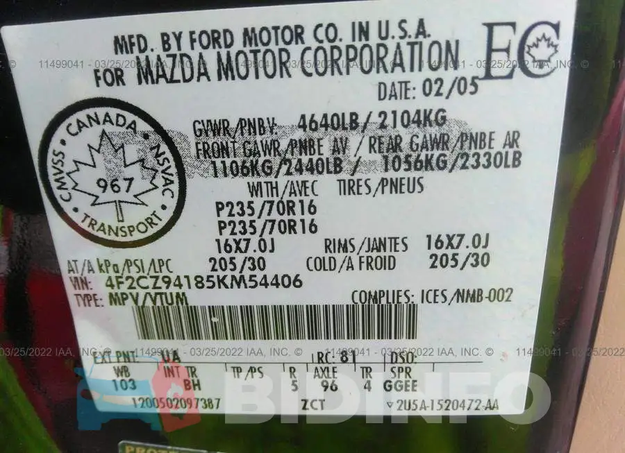 4F2CZ94185KM54406 Photo# 9