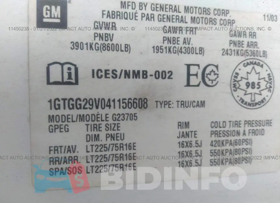 1GTGG29V041156608 Photo# 9