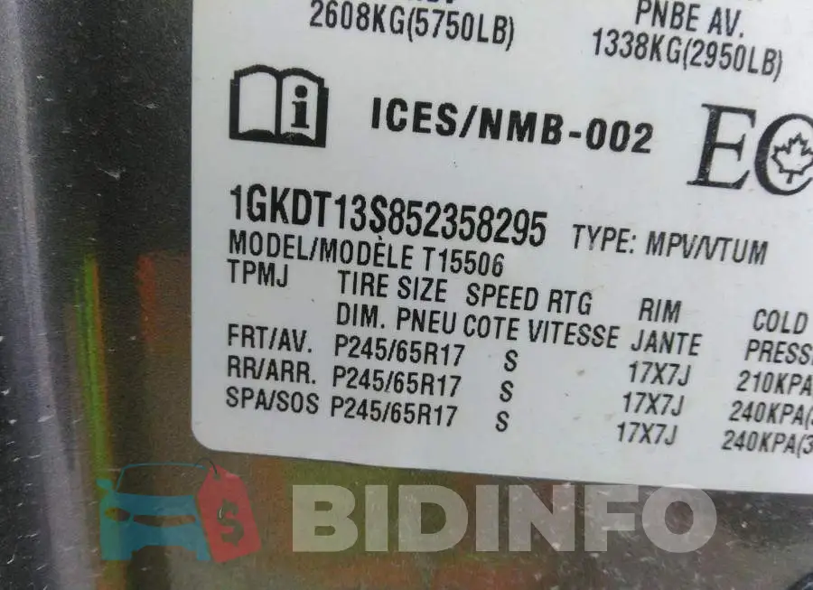 1GKDT13S852358295 Photo# 9