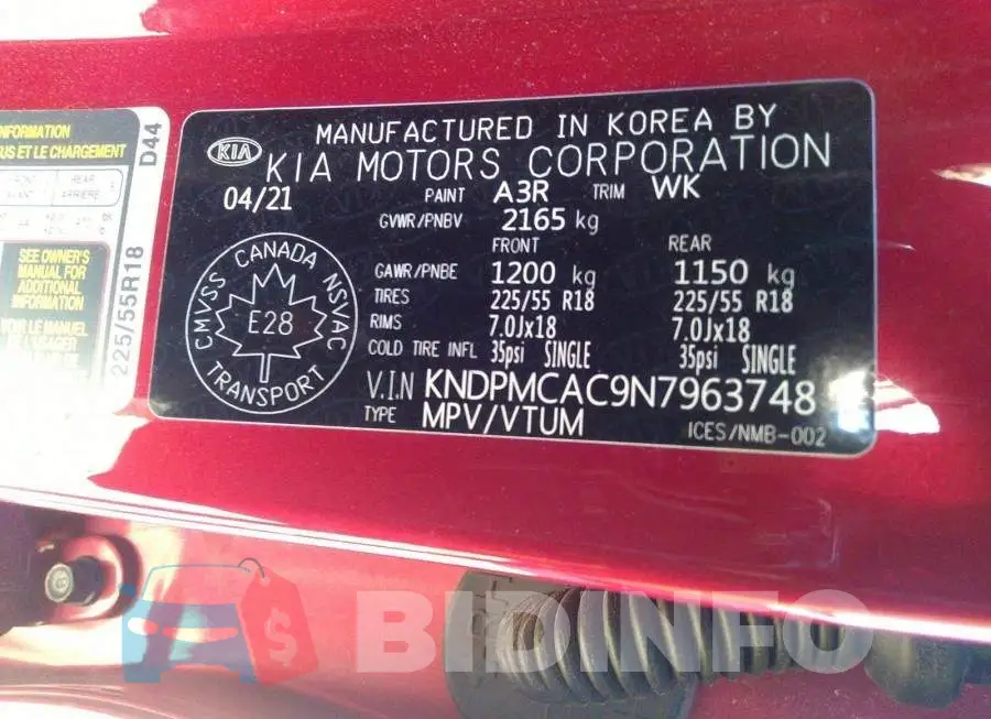 KNDPMCAC9N7963748 Photo# 9