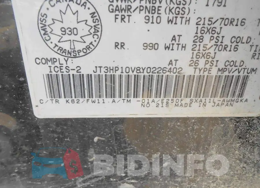 JT3HP10V8Y0226402 Photo# 9