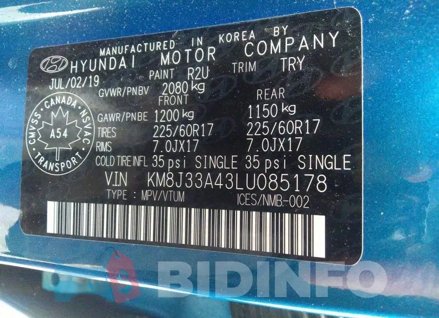 KM8J33A43LU085178 Photo# 9