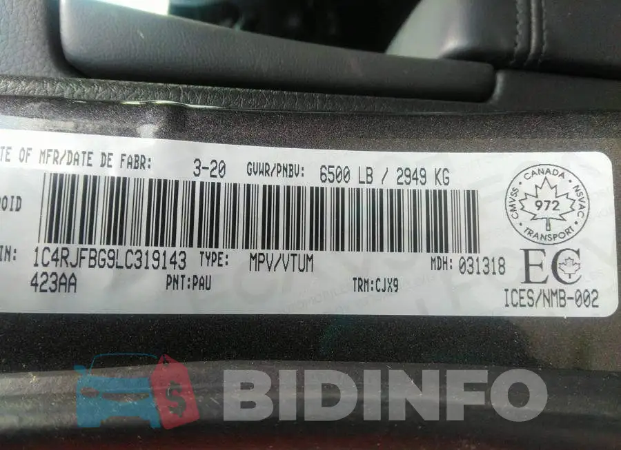 1C4RJFBG9LC319143 Photo# 9