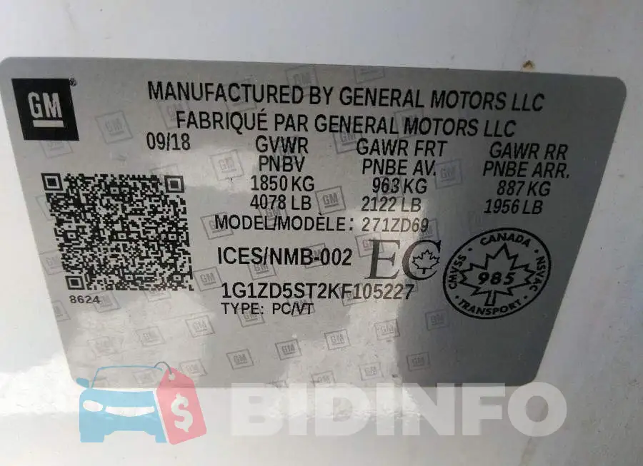 1G1ZD5ST2KF105227 Photo# 9