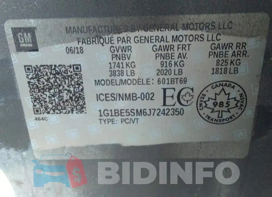 1G1BE5SM6J7242350 Photo# 9