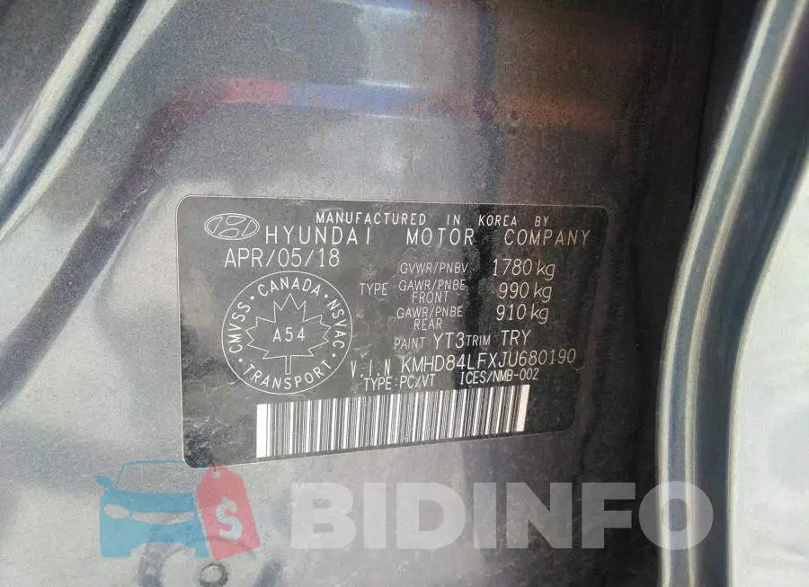 KMHD84LFXJU680190 Photo# 9