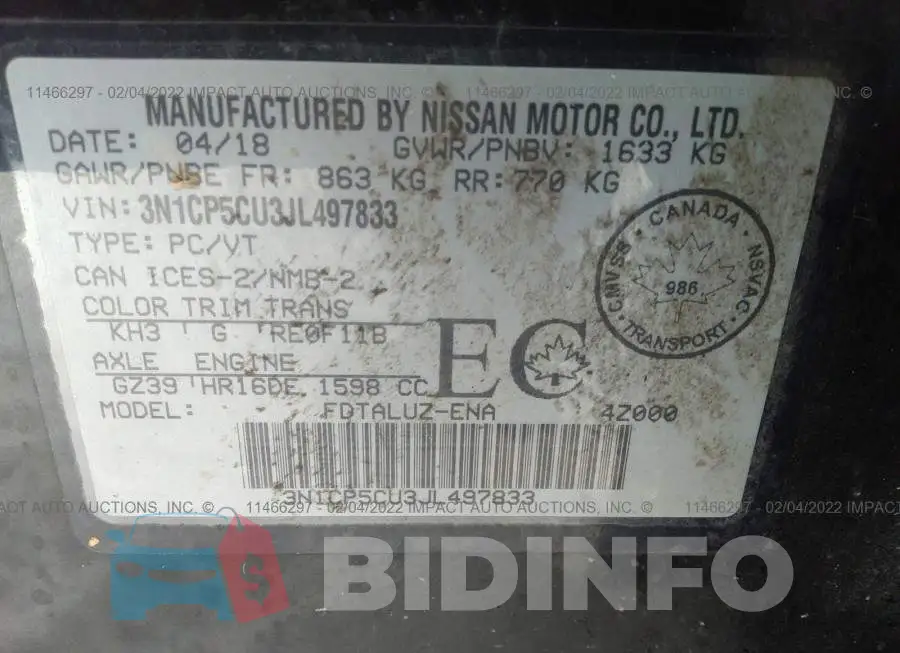 3N1CP5CU3JL497833 Photo# 9