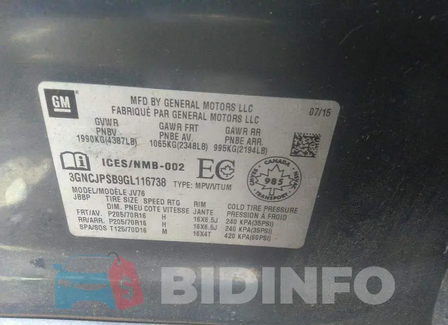 3GNCJPSB9GL116738 Photo# 9