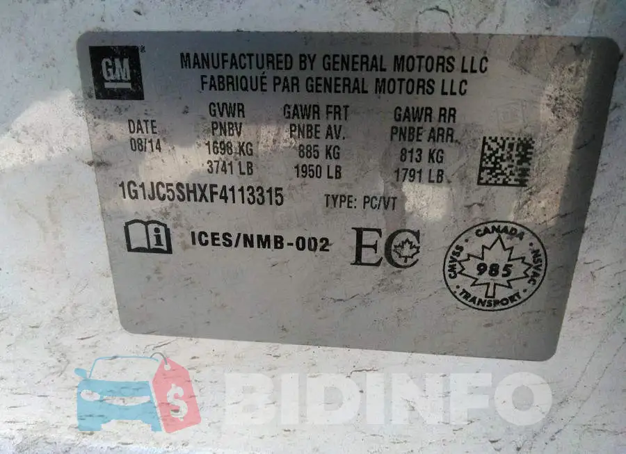 1G1JC5SHXF4113315 Photo# 9