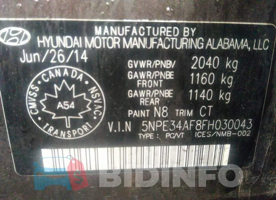 5NPE34AF8FH030043 Photo# 9