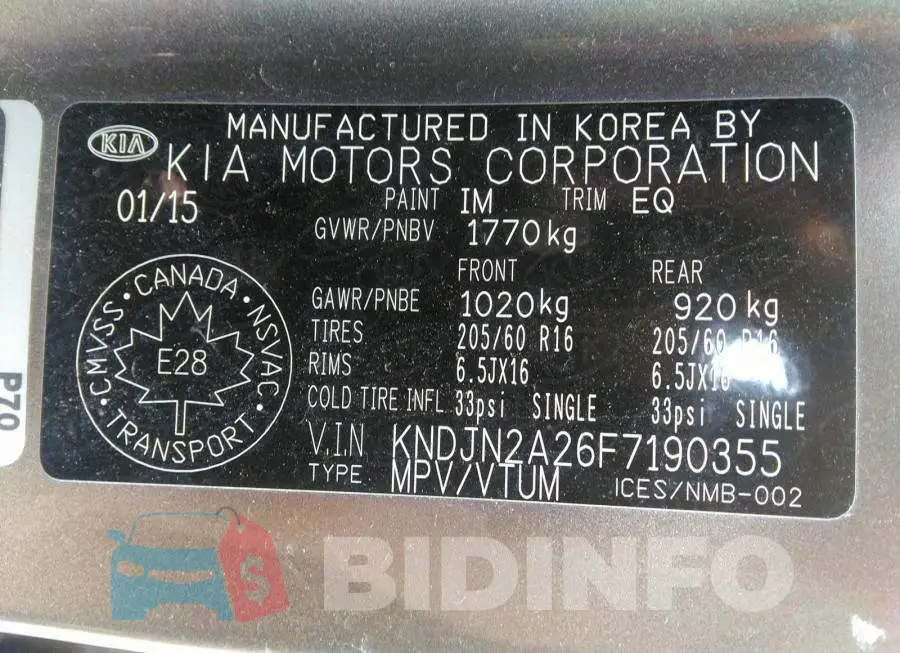 KNDJN2A26F7190355 Photo# 9