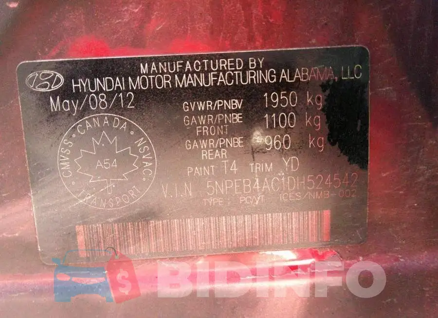 5NPEB4AC1DH524542 Photo# 10