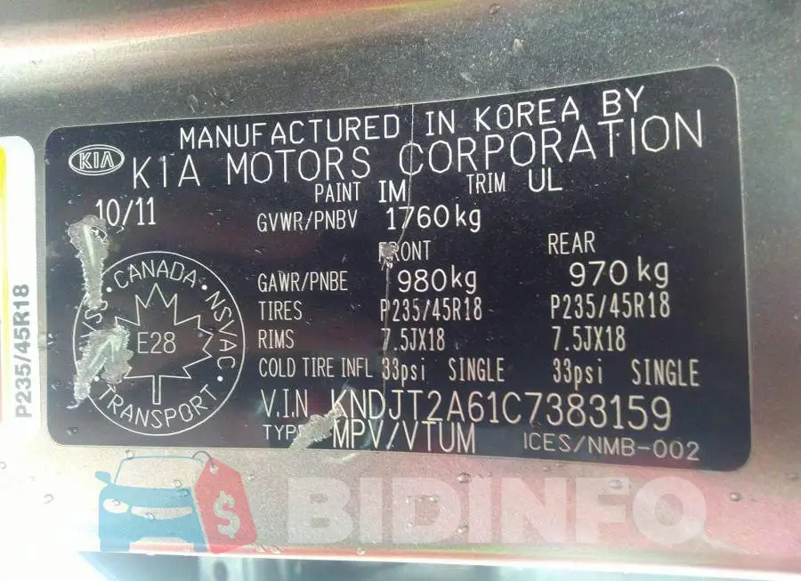 KNDJT2A61C7383159 Photo# 9
