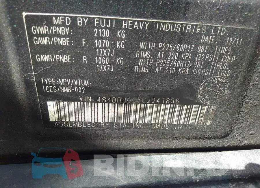 4S4BRJGC5C2241836 Photo# 9