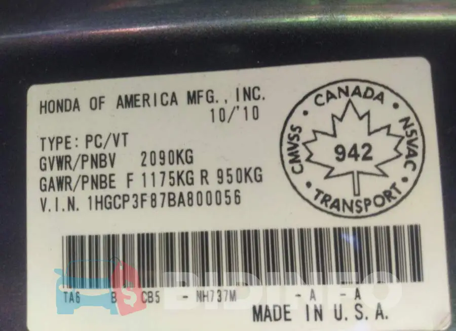 1HGCP3F87BA800056 Photo# 9