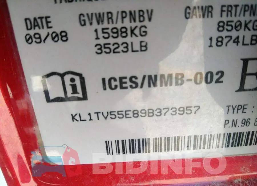 KL1TV55E89B373957 Photo# 9