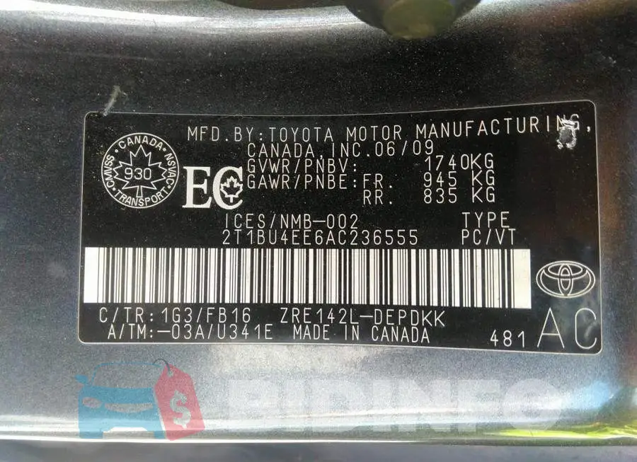 2T1BU4EE6AC236555 Photo# 9