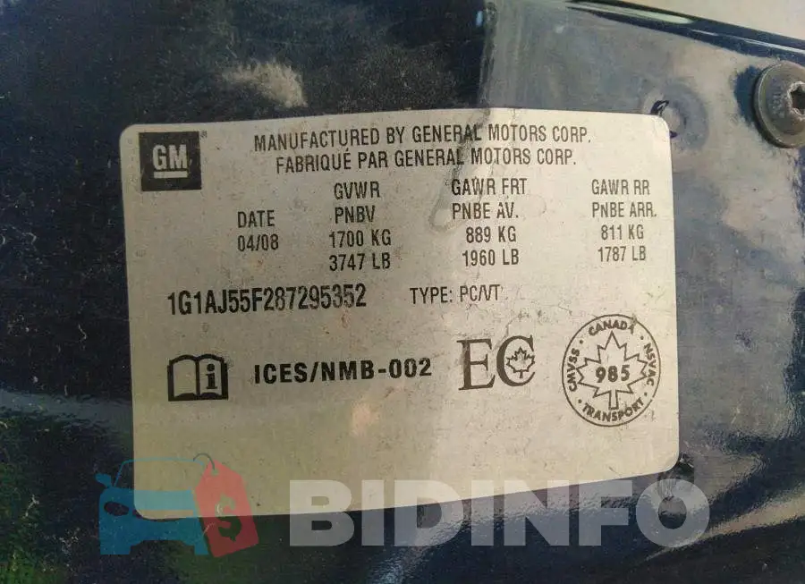 1G1AJ55F287295352 Photo# 9