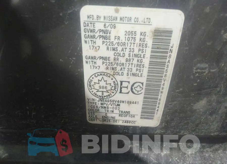 JN8AS58V49W189441 Photo# 9