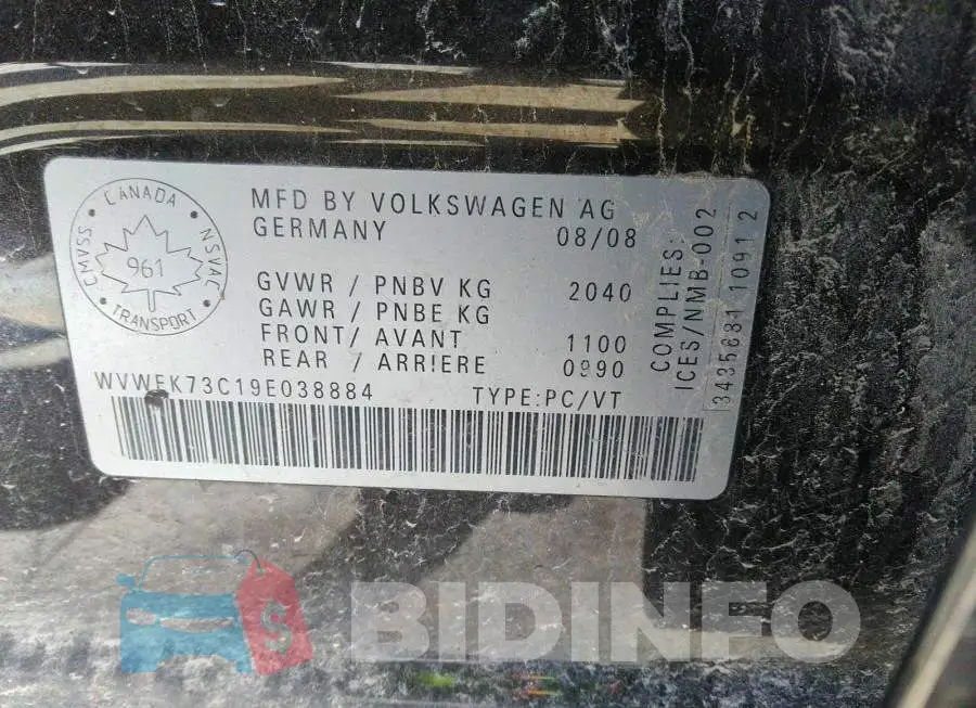 WVWEK73C19E038884 Photo# 9