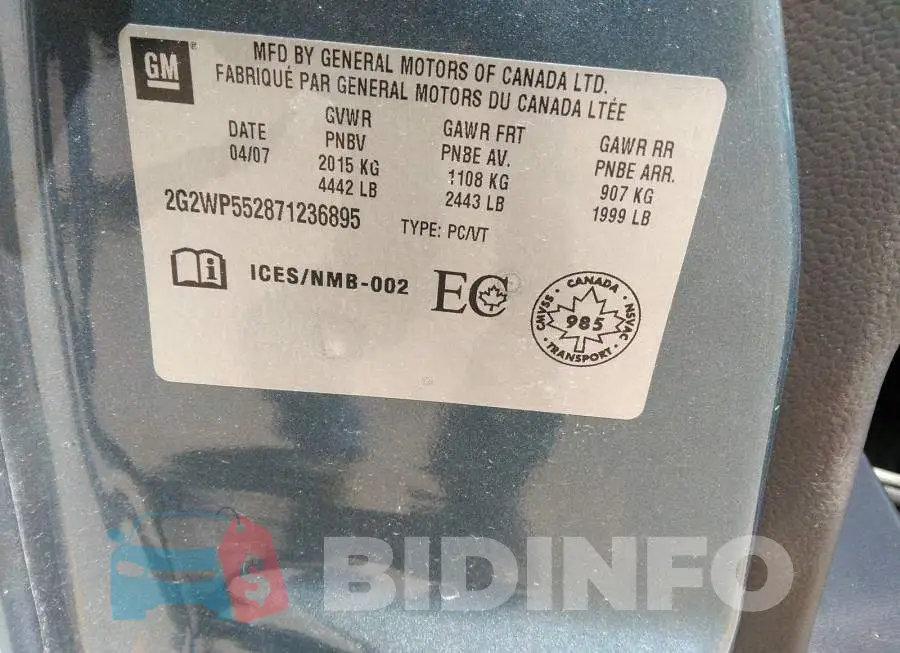 2G2WP552871236895 Photo# 9