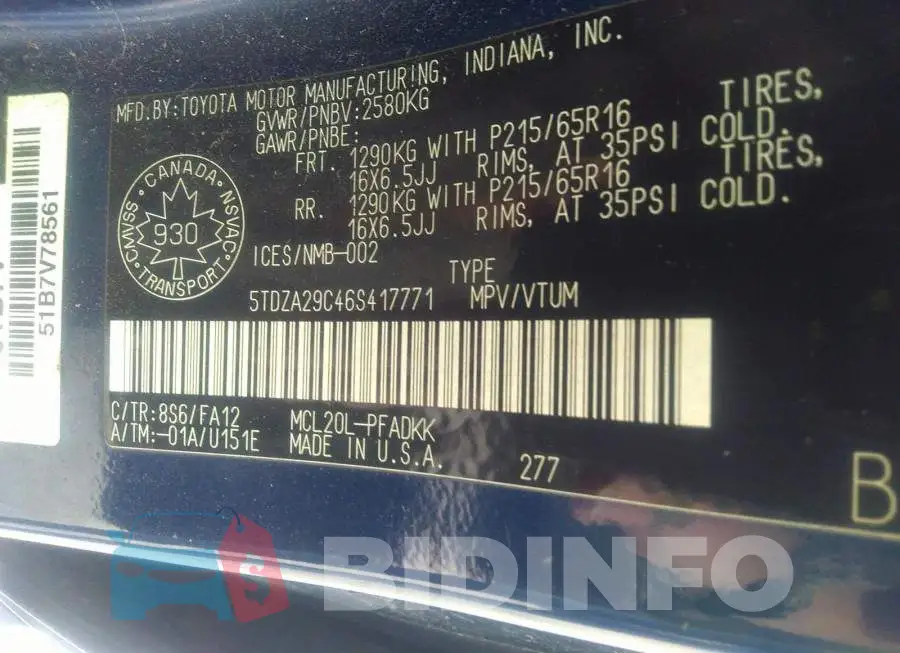 5TDZA29C46S417771 Photo# 9