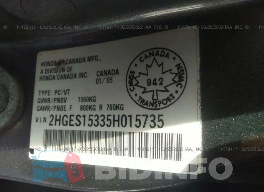 2HGES15335H015735 Photo# 9